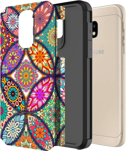 Miniatura 2 de Compatible con Samsung Galaxy J7, funda híbrida gráfica colorida armadura para SM-J737 (mandala colorido)