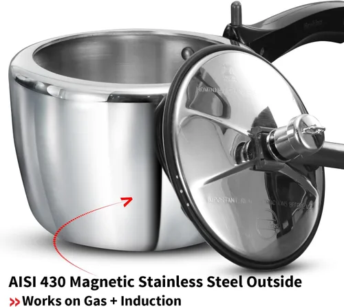 Miniatura 6 de Hawkins Olla a presión de acero inoxidable triple de 2,5 litros, cocina de tapa interior, plata (HSST25)