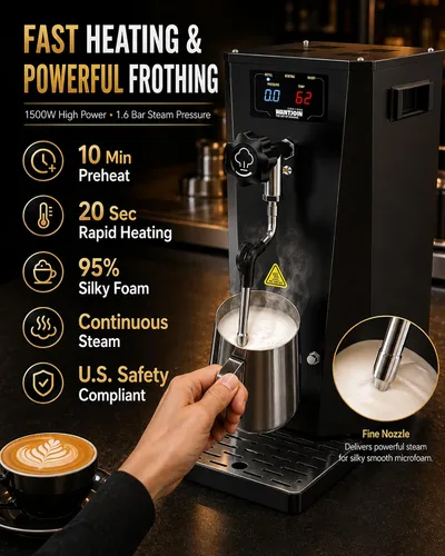 Miniatura 3 de WantJoin Espumador de leche comercial, máquina de vapor de leche comercial de calentamiento rápido de 20 segundos para café con leche capuchino