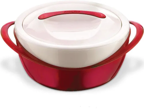 Miniatura 13 de Pinnacle Cazuela grande aislada con tapa 3.6 qt. Elegante calentador/enfriador de alimentos en olla caliente - Tazón térmico para servir Rojo
