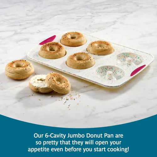 Miniatura 2 de Trudeau Molde de Donas Jumbo – Molde Antiadherente de 6 Cavidades, Confeti Blanco/Fucsia – Molde de Silicona para Hornear Donas Caseras, Magdalenas