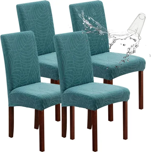 Miniatura 10 de Genina Fundas impermeables para sillas de comedor, fundas elásticas de jacquard para sillas de comedor, extraíbles y lavables, protector de silla