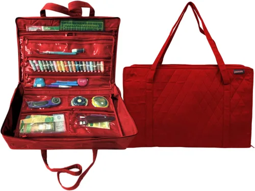 Miniatura 9 de Yazzii Bolsa organizadora Carry All – Bolsa de almacenamiento para manualidades con 20 bolsillos para suministros de acolchado, nociones de costura
