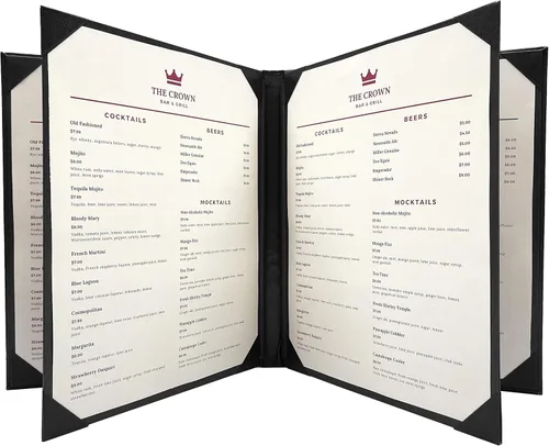 Miniatura 25 de Goodsmart Columbia Casebound - Fundas para menú de restaurante, paquete de 5, color negro, de piel sintética de alta calidad, 8.5 x 11 pulgadas, 1
