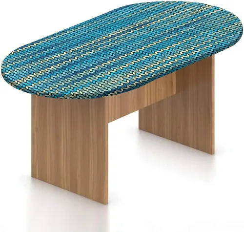 Miniatura 24 de XISUNYA Mantel ovalado ajustable de poliéster elástico, diseño de azulejos geométricos coloridos tradicionales, estampado oriental, se adapta a