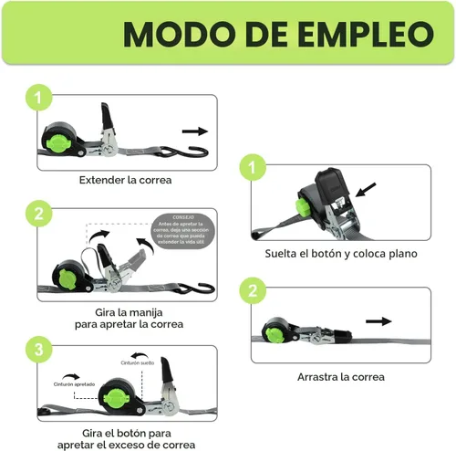 Miniatura 6 de Correa de trinquete NeatStrap con bloqueo de seguridad, ganchos en S de Chromoly - 680 kg de resistencia a la rotura - Correas de trinquete