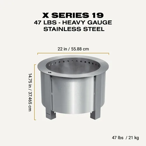 Miniatura 3 de Breeo Fogata sin humo (Serie X 19, acero inoxidable), hoguera sin humo de 22.1 pulgadas para exterior, 47 libras, ideal para familias, compatible