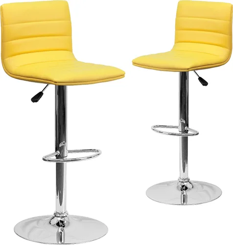 Miniatura 14 de Flash Funiture silla de bar ajustable con base cromada, Vinilo, Gris