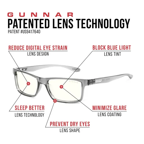 Miniatura 7 de GUNNAR - Gafas prémium para juegos y computadora para niños (a partir de 12 años), bloquean el 65% de la luz azul - Rush, Crysta, tinte ámbar