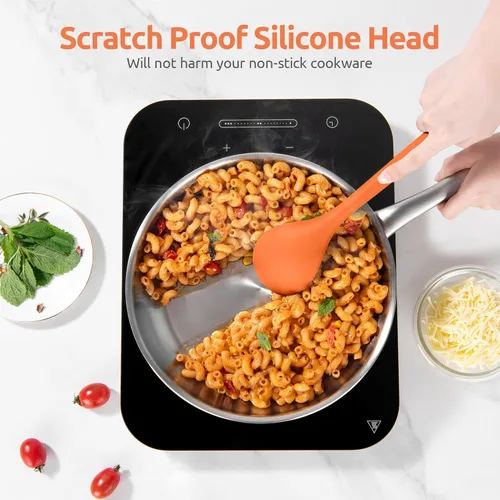 Miniatura 4 de Juego de utensilios de cocina de silicona: U-Taste resistente al calor a 600ºF, herramientas de cocina extra largas de 13.6 pulgadas, espátula (5)