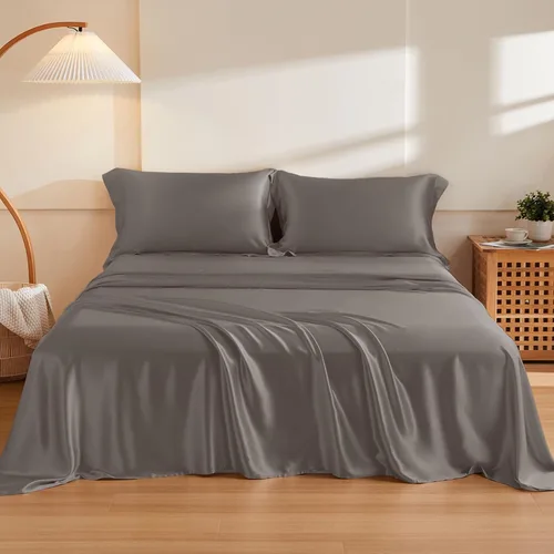 Miniatura 16 de THXSILK Juego de sábanas de seda de 4 piezas, sábanas de seda de morera 100% natural de grado superior 6A+, juegos de ropa de cama de lujo, ultra