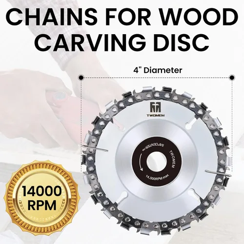 Miniatura 4 de TWOMEM - Cadenas de repuesto de 4 pulgadas para disco de cadena de tallado de madera, 22 dientes, compatible con amoladoras angulares de 4 pulgadas