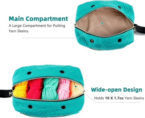 Miniatura 2 de MYBAGZING Organizador Pequeño de Bolsa de Crochet - Bolsa de Tejer - Organizador de Almacenamiento de Hilo - Bolsa de Hilo para Crochet - Soporte