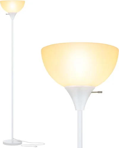Lámpara de pie Coucrek, lámparas de pie LED con pantalla de plástico blanco, lámparas de pie de esquina para sala de estar y dormitorio, interruptor