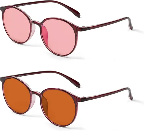 Miniatura 8 de BRADDEL Indoor FL-41 Rosa & Outdoor FL-60 Marrón Gafas de Migraña para Sensibilidad a la Luz Fluorescente, LED, Deslumbramiento, Fotofobia y Uso