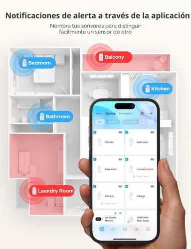 Miniatura 4 de Govee - Paquete de 3 sensores WiFi de agua, detector de fugas de 100 dB, alarma ajustable y alertas en aplicación, alerta de fugas y goteo por