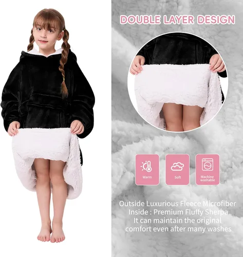 Miniatura 6 de yescool Manta de vestir con capucha para niños, regalos de cumpleaños para niñas adolescentes, para niños de 8 a 15 años, sudadera de gran