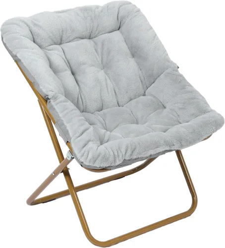 Miniatura 15 de Flash Furniture Archer - Silla Saucer con marco de acero plegable, silla portátil de gran tamaño, para dormitorio o dormitorio, 28 pulgadas, piel