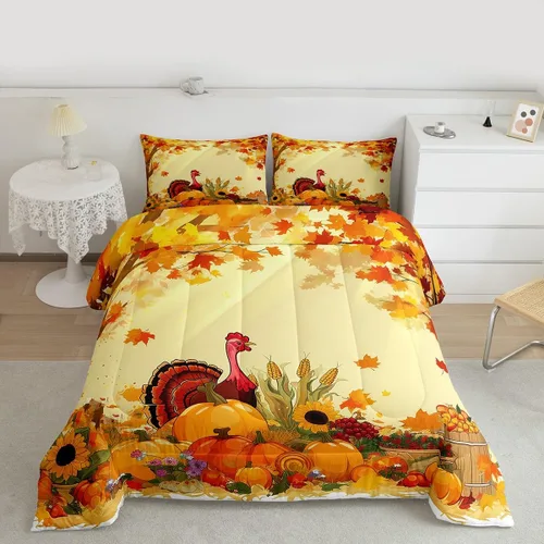 Miniatura 45 de Juego de edredón rosa con temática de Halloween, tamaño individual, edredón de farol de calabaza para adolescentes, juego de ropa de cama de Multi