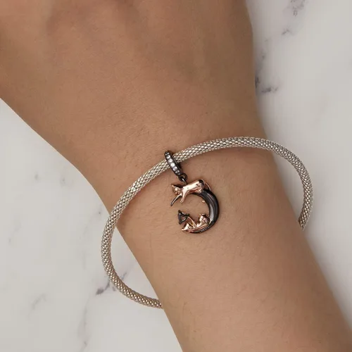 Miniatura 3 de NINGAN Dije de plata de ley 925 con diseño de animales, diseño de perro, huella de pata, gato, libélula, conejo Koi, compatible con collar