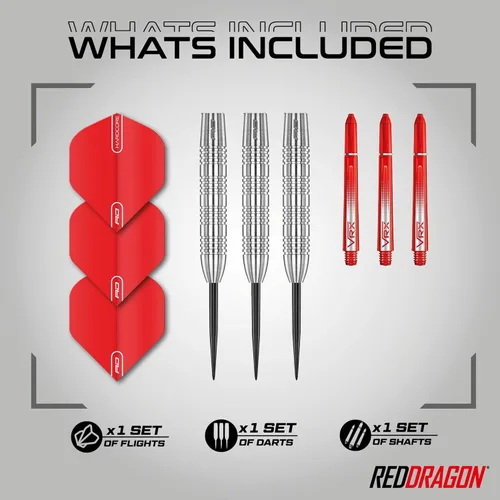 Miniatura 2 de RED DRAGON Hell Fire B 0.85 oz, 0.92 oz - Juego de dardos de punta de acero de tungsteno con vuelos y tallos