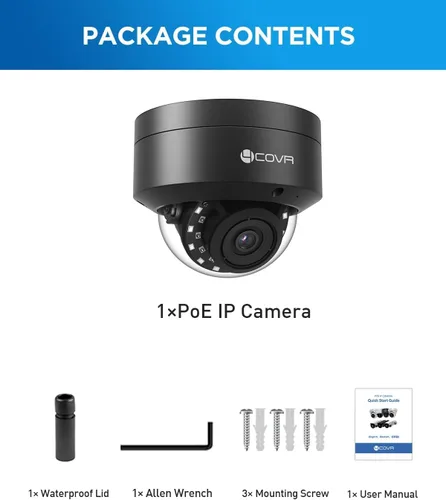 Miniatura 6 de 4COVR - Cámara PoE de 5 MP para exteriores, cámara IP de vigilancia con cable vándalo con micrófono, IK10 IP67 a prueba de vandalismo, detección