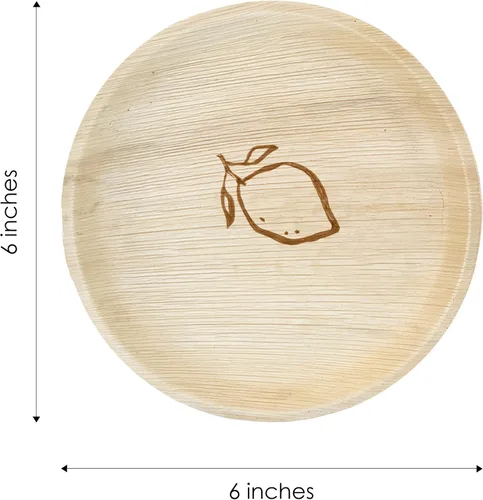 Miniatura 3 de NEATtable Platos de hoja de palma Diseño de limón Desechables y compostables Ecológicos y 100% naturales Ideal para eventos al aire libre