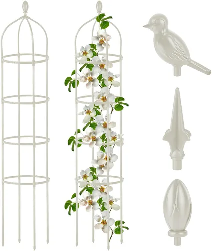 Miniatura 12 de Enrejado de obelisco de jardín para plantas trepadoras al aire libre, 6.7 pies, rosal, enrejado redondo para macetas, tubo de metal inoxidable