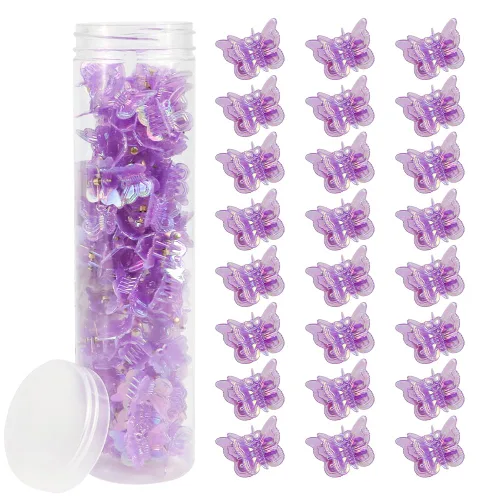 Miniatura 20 de AHONEY - 60 pinzas de mariposa mini para el cabello con caja de brillo, accesorios para el cabello estilo 90s Y2k para niñas y mujeres (Azul)