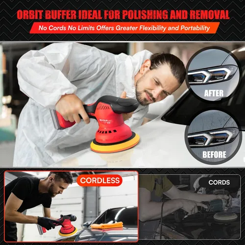 Miniatura 3 de Pulidora Inalámbrica de Coche para Batería Milwaukee M18 (SIN Batería), Kit de Pulidora de Tampón Sin Escobillas de 6 Pulgadas, Pulidora Orbital