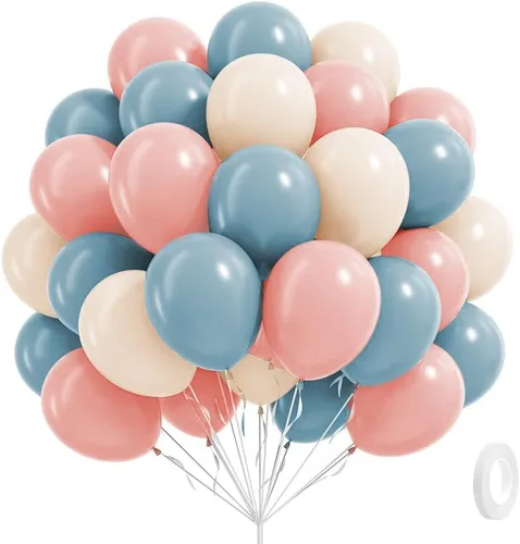 Miniatura 20 de Globos de color rosa claro y blanco, 60 unidades de 12 pulgadas, globos de confeti de color rosa perla claro y blancos para boda, despedida