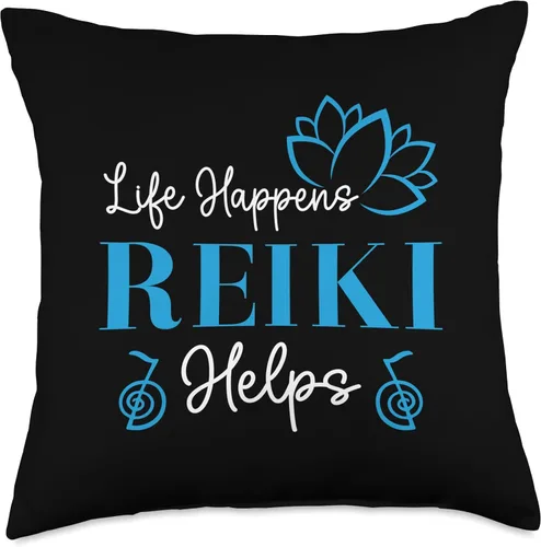 Miniatura 5 de Reiki Energy Flow Ki Japanese Medicine Healer Gift Healing Namaste - Ropa de yoga Life Happens Reiki ayuda a tirar almohada, 16 x 16 pulgadas