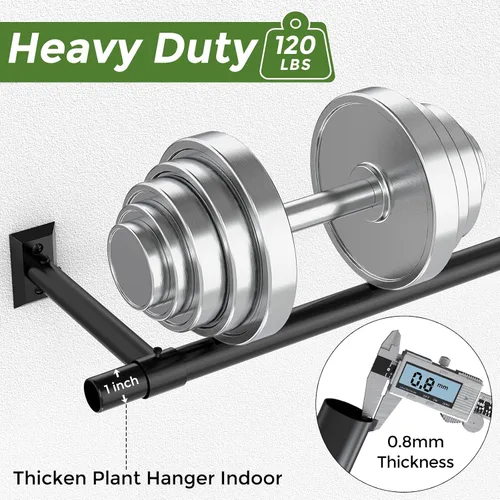 Miniatura 2 de Macetas colgantes para plantas de interior, colgador de plantas resistente de 32 pulgadas para interiores, barra de metal de 1 pulgada de diámetro