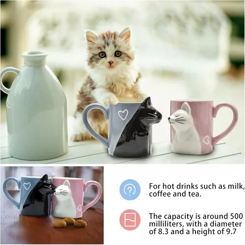 Miniatura 9 de Regalos para parejas Linda taza de gatos besándose Artículos a juego para parejas Tazas de cerámica para café para regalos de boda Aniversario