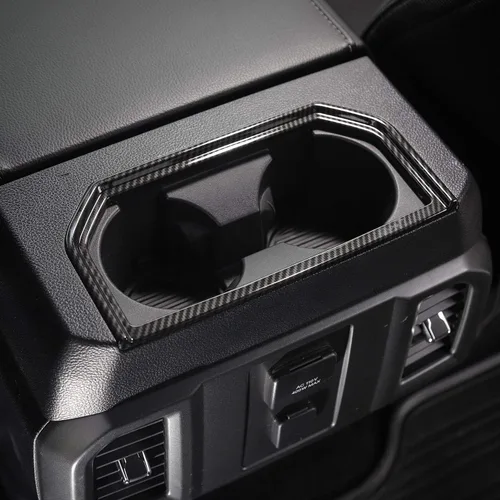 Miniatura 3 de Voodonala Para F150 ABS Fibra de Carbono Trasero Portavasos Trim Marco para Ford F150 2016-2019, 1 unidad