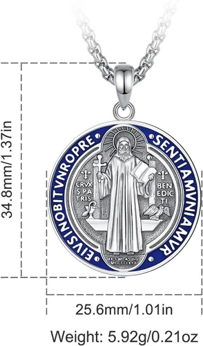 Miniatura 94 de CELESTIA Medallas de plata de ley 925 San Miguel/San Cristóbal/San Benito/San Gabriel/Virgen María/Jesús/Caravaca/Metatrón/Sello de los Siete