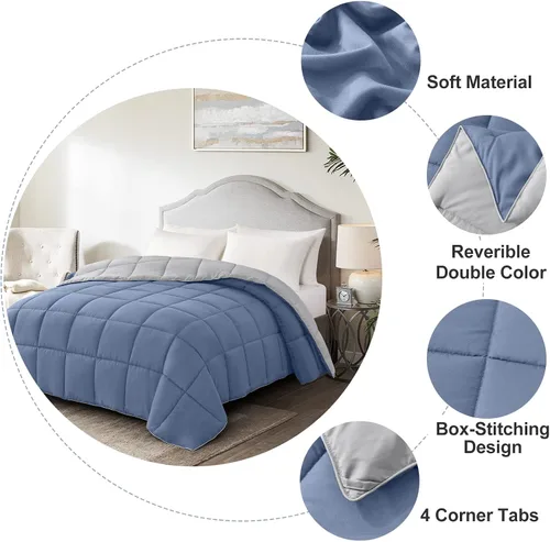 Miniatura 3 de Homelike Moment Edredón tamaño King - Azul. Relleno de edredón tamaño King, alternativo al plumón, ligero, ropa de cama acolchada, suave, reversible