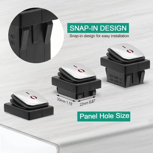 Miniatura 2 de interruptores DPST AC/DC 20A-125V, 16A-250V, 30A-24V, 35A-12V, IP66 impermeable encendido-apagado, relleno de pegamento impermeable, interruptor