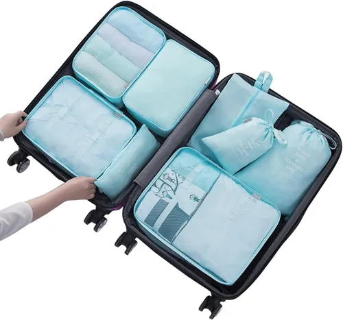 Miniatura 7 de Vercord Juego de 8 cubos organizadores de equipaje de viaje con bolsas de lavandería y accesorios