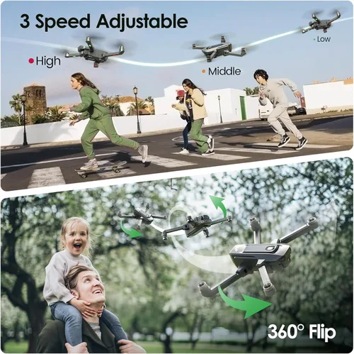 Miniatura 6 de WeFone WF20 Drone con cámara FPV 1080P para principiantes, cuadricóptero RC plegable con motor sin escobillas, modo sin cabeza, velocidad ajustable