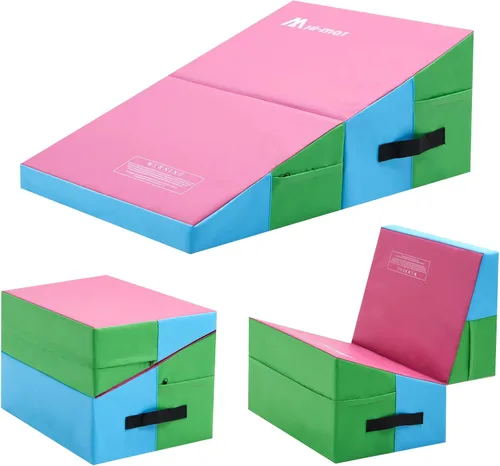 Colchoneta de gimnasia con cuña inclinada para niños, para interiores y exteriores, equipo de entrenamiento y ejercicio, gimnasio en casa, yoga