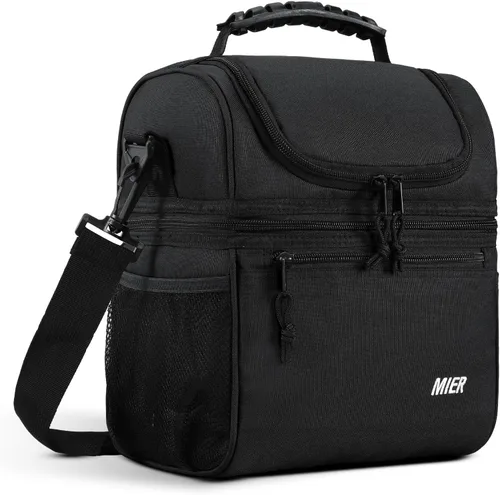 Miniatura 19 de MIER Lonchera con 2 compartimentos para hombres y mujeres, a prueba de fugas, aislada, para el trabajo, azul esteel, mediana azul (Bluesteel)