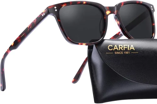 Carfia Chic - Lentes de sol polarizados para mujer, protección UV400, marco de acetato pulido a mano