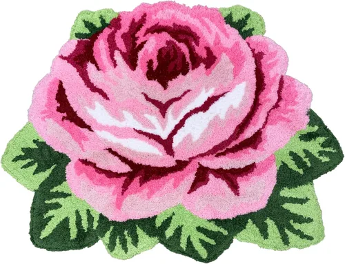 Miniatura 20 de Alfombrilla Abreeze con 4 rosas, alfombrillas con diseño de flores azul, hecha a mano, antideslizante (no se desliza), alfombrilla moderna, de puede