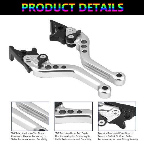 Miniatura 5 de Keenso Palanca de freno de doble disco, 1 par de 4 colores universal CNC aleación de aluminio modificación de motocicleta palanca de freno de disco