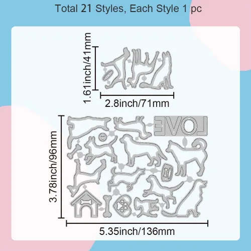Miniatura 6 de GLOBLELAND Troqueles de corte para perros para hacer tarjetas, troqueles de corte para cachorros para manualidades, álbumes de recortes, diario