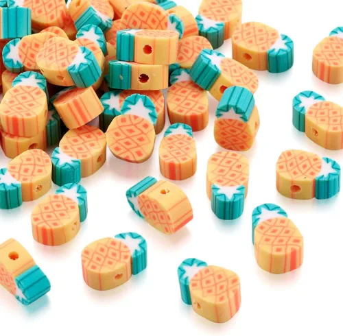 Miniatura 11 de Cuentas de arcilla polimérica hechas a mano con forma de fruta mixta, cuentas sueltas de color mixto, cuentas espaciadoras para hacer joyas