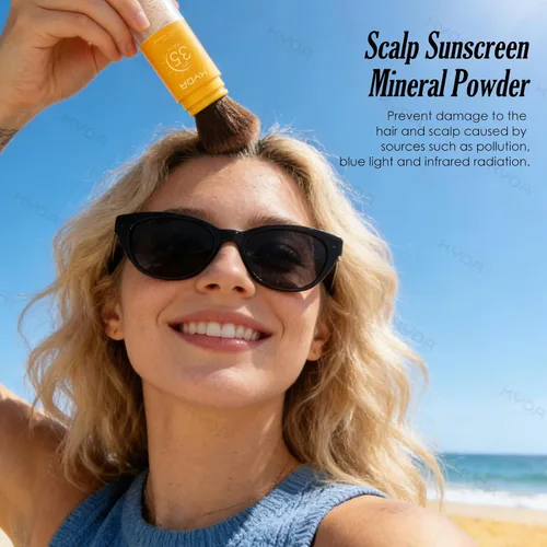 Miniatura 3 de KYDA Protector solar mineral en polvo para rostro y cuero cabelludo, protector solar SPF 35 para el cuero cabelludo, protector solar