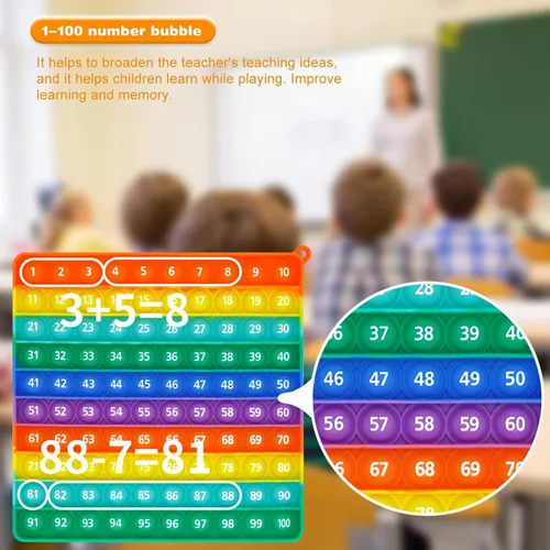 Miniatura 3 de Juguetes Sensoriales de Matemáticas Press Bubble: Números del 1 al 100, Contadores y Manipulativos para Dedos, Alivio del Estrés para Aula de Jardín