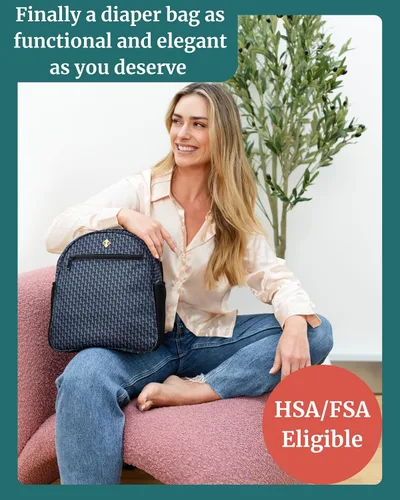 Miniatura 2 de IDAHO JONES Bolsa de pañales pequeña, mini mochila para pañales, espaciosa y elegante, correas para cochecito y cambiador incluidos, Claremont
